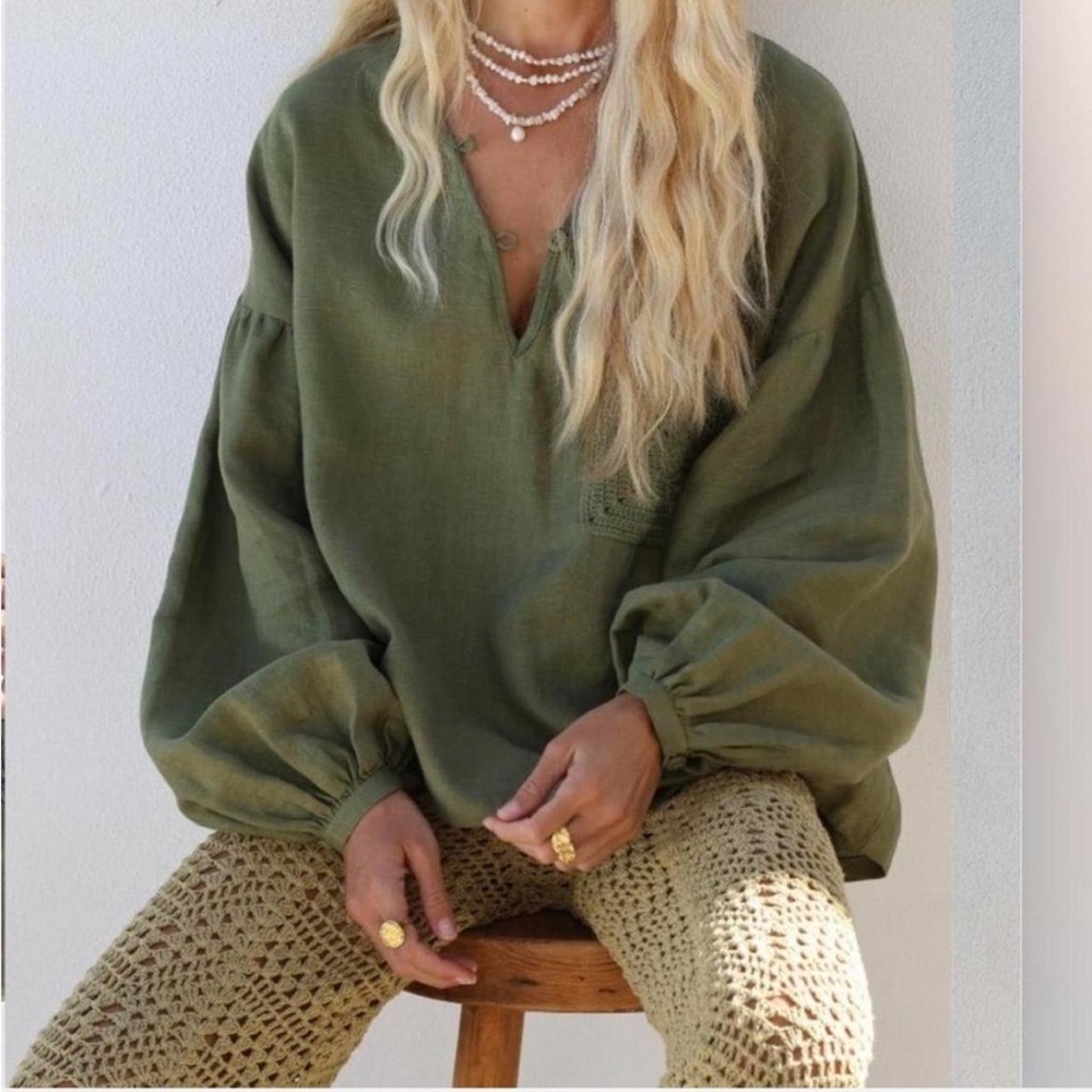 ✨LAST DAY✨ NWT Maurie and Eve All Yours Linen Blouse - Picture 5 of 8